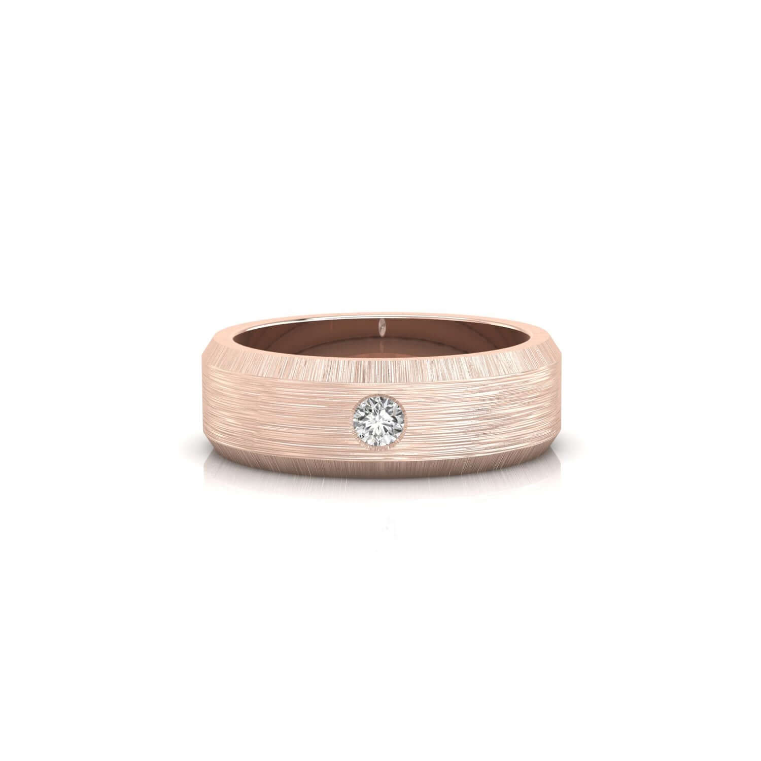 Buy wedding band with flush setting and one round diamond band.