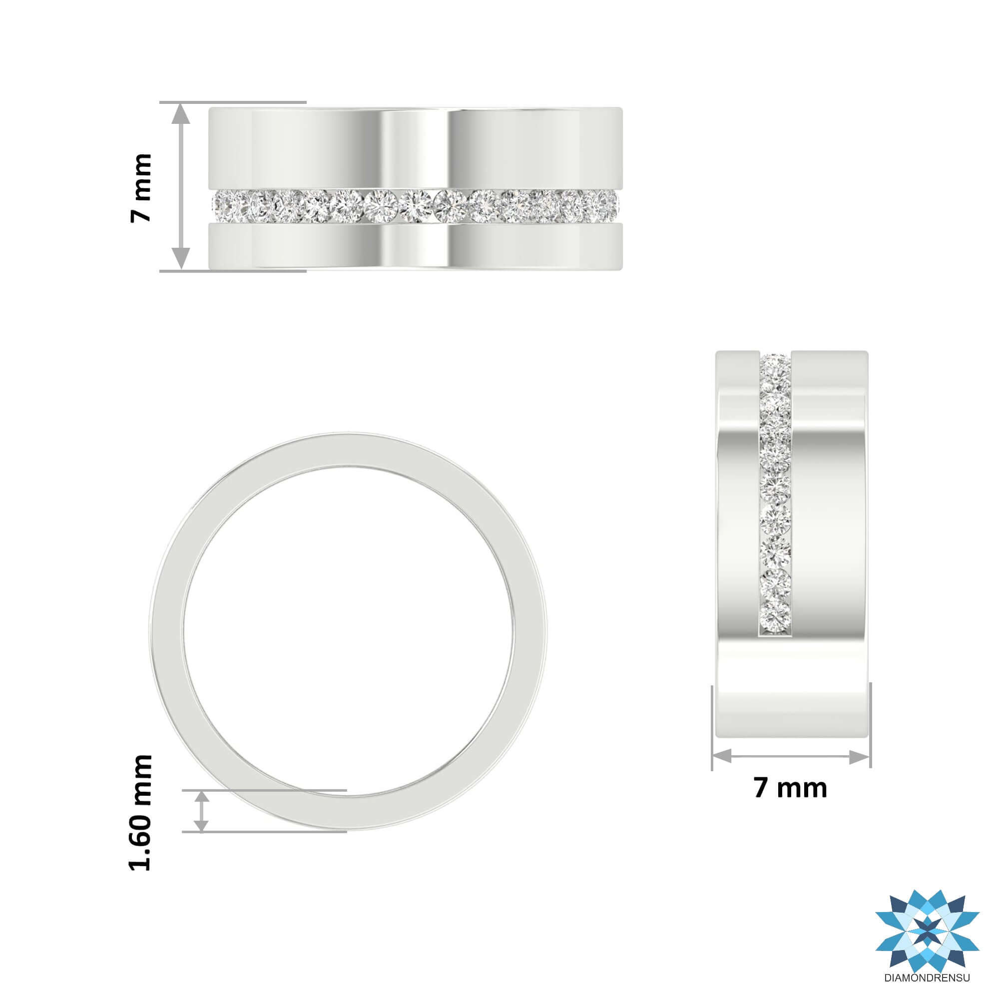 Unique diamond semi eternity band with round cut diamonds.