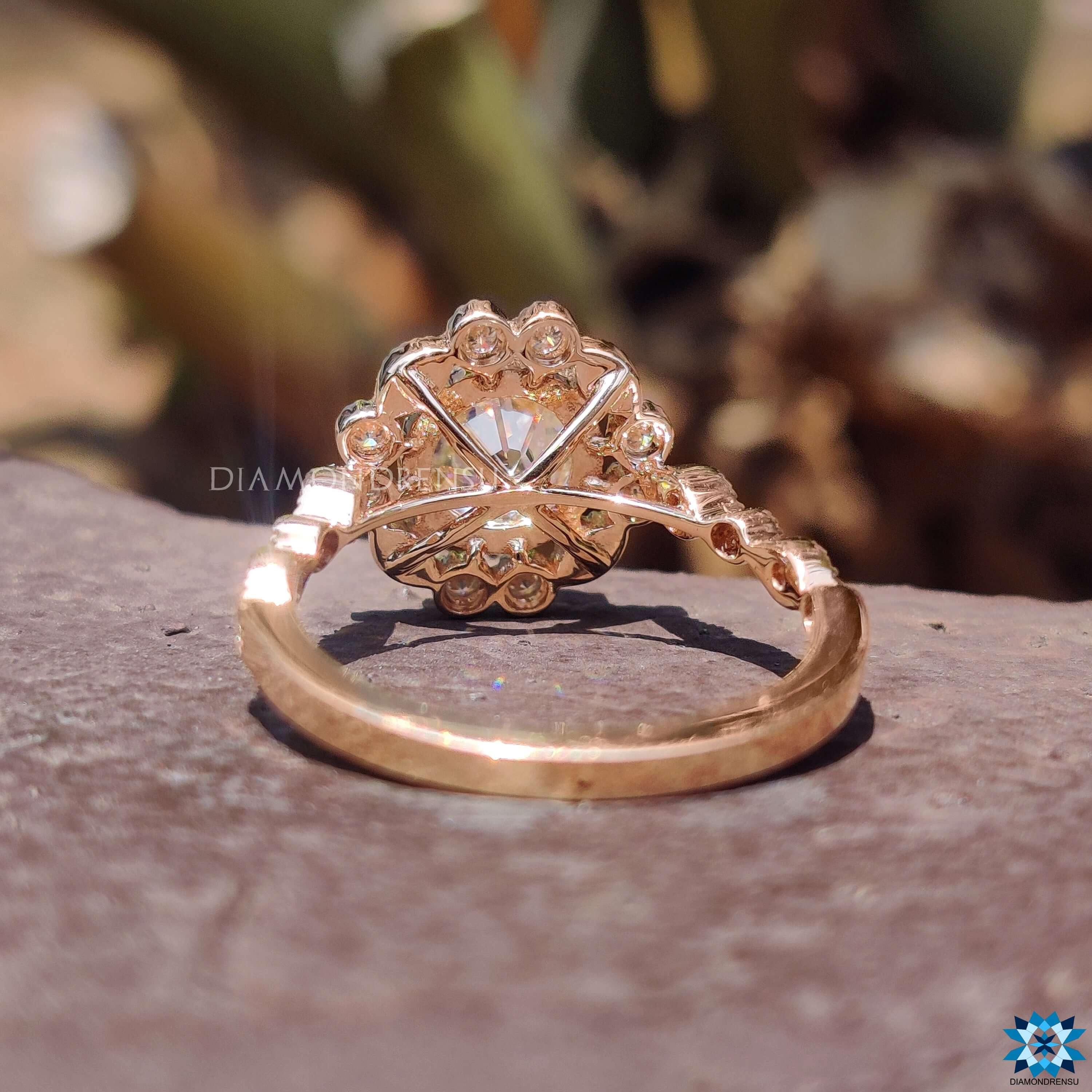 Custom engagement ring with prong setting.