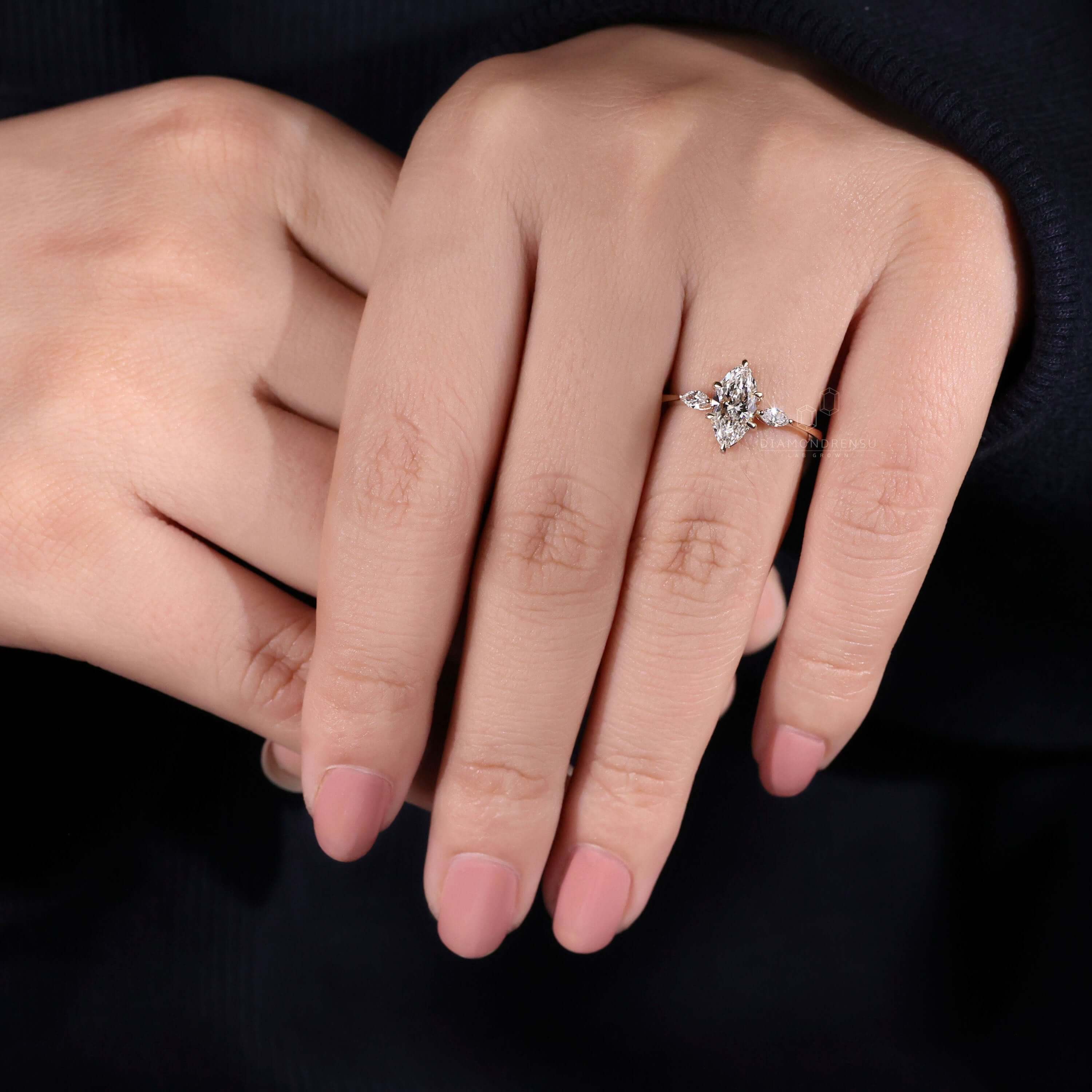 Marquise ring with a classic marquise cut set in high-quality materials.
