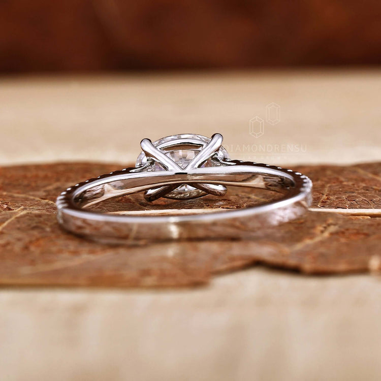 Oval diamond engagement ring showcasing a white gold band