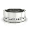White gold mens wedding band with round cut diamond wedding band style.