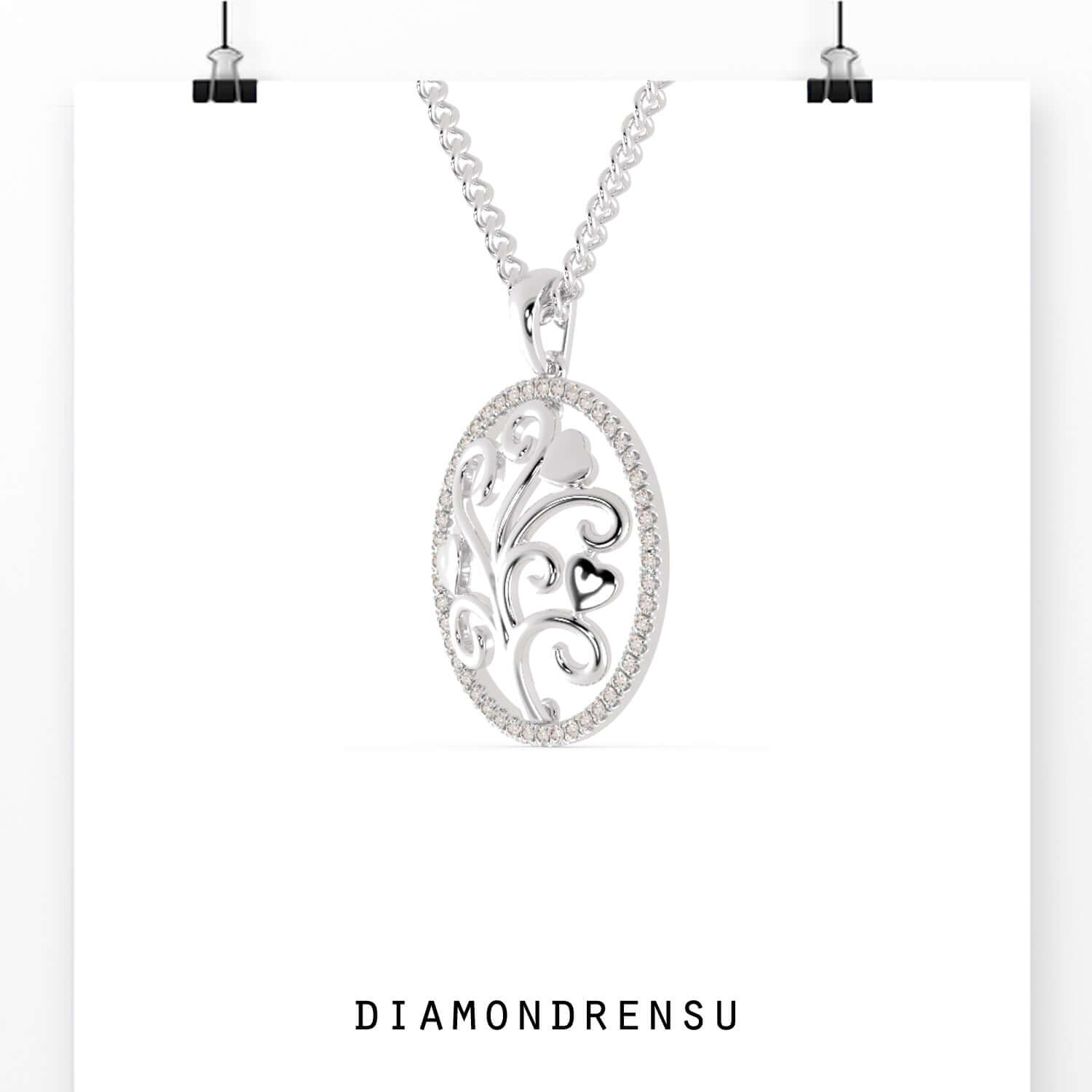 Lab Grown Diamond pendant in heart tree shape.