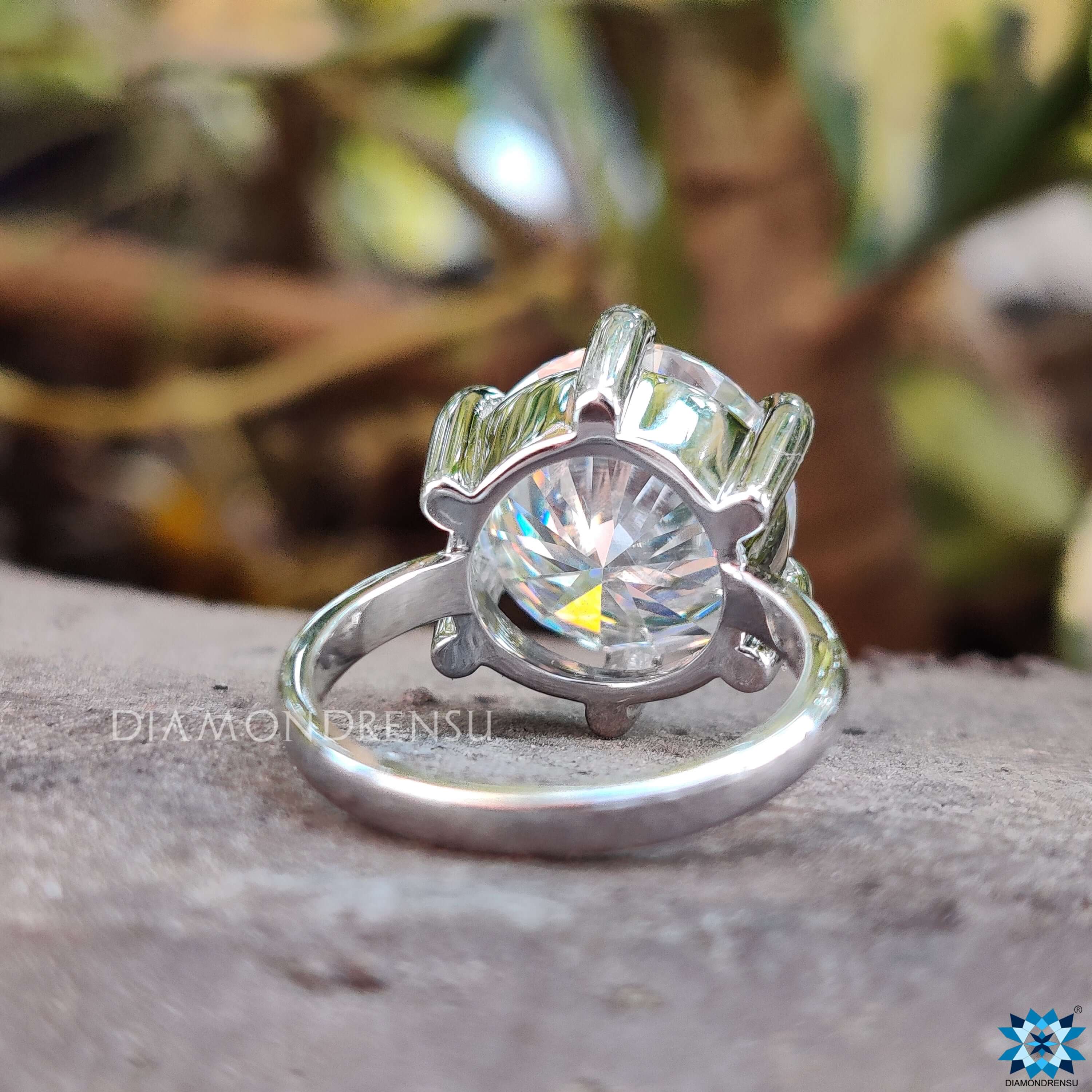 Moissanite for engagement ring with prong setting.