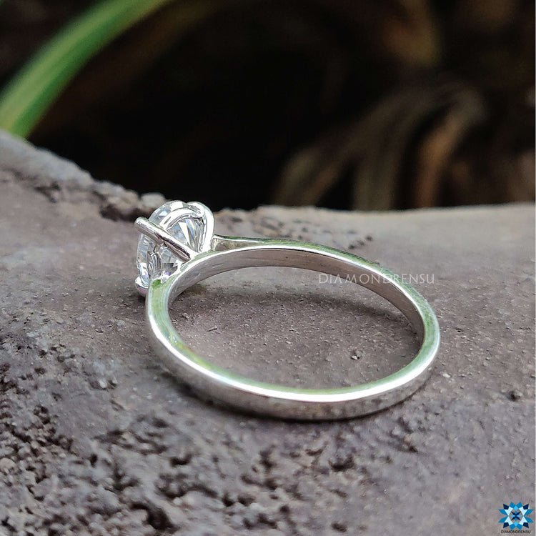 White gold engagement ring featuring an oval moissanite for engagement ring.