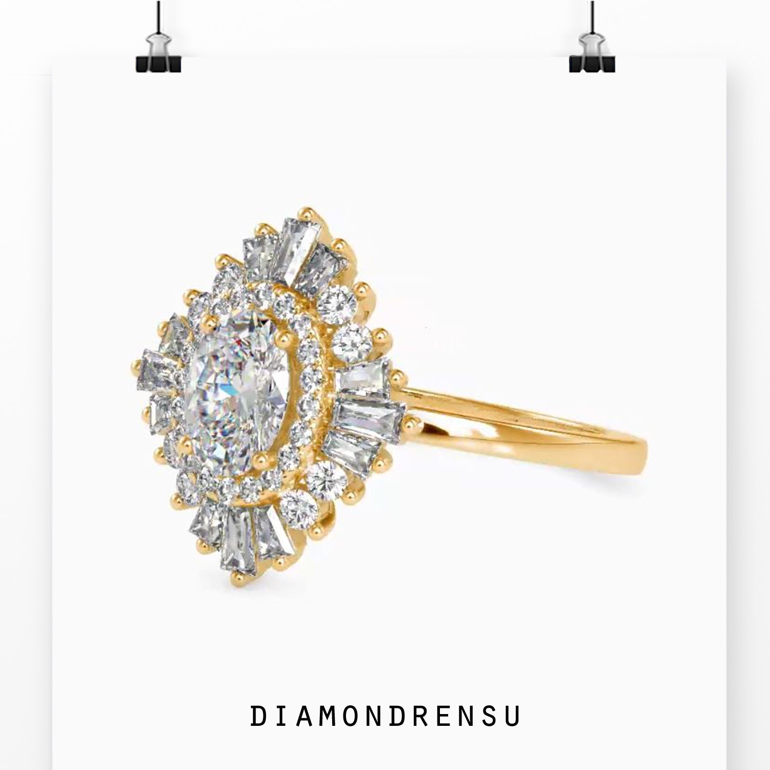 Handmade vintage style diamond ring in white gold.