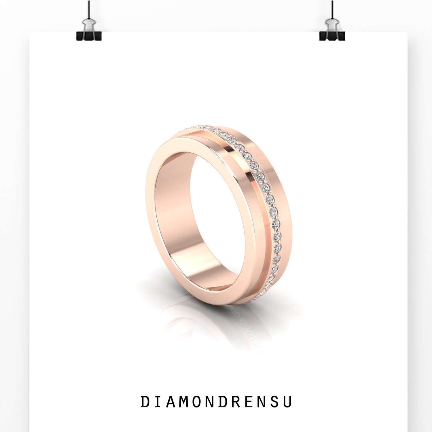 Lab grown diamond men’s band in white gold.