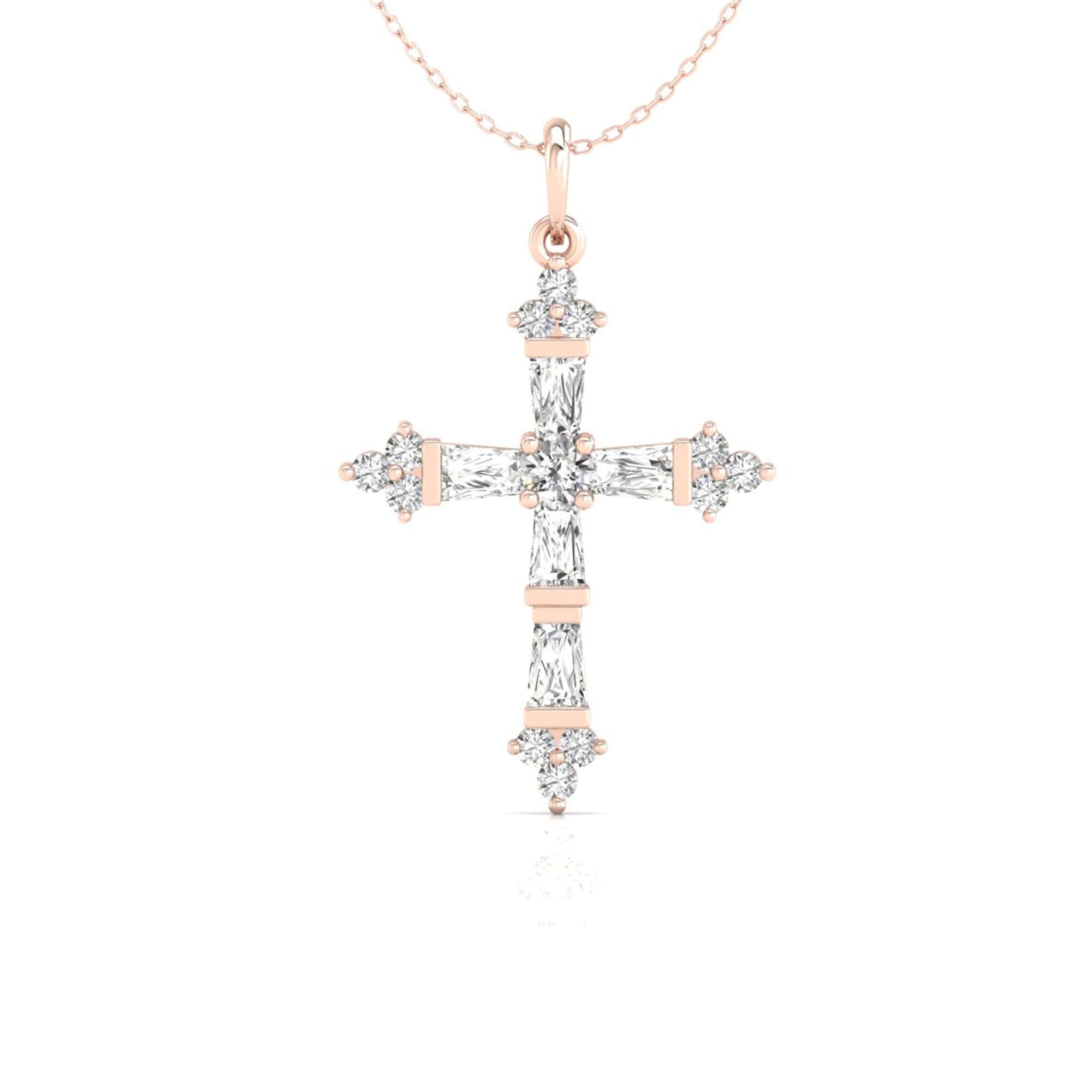Diamondrensu pendant featuring bar set round diamonds in a cross design.