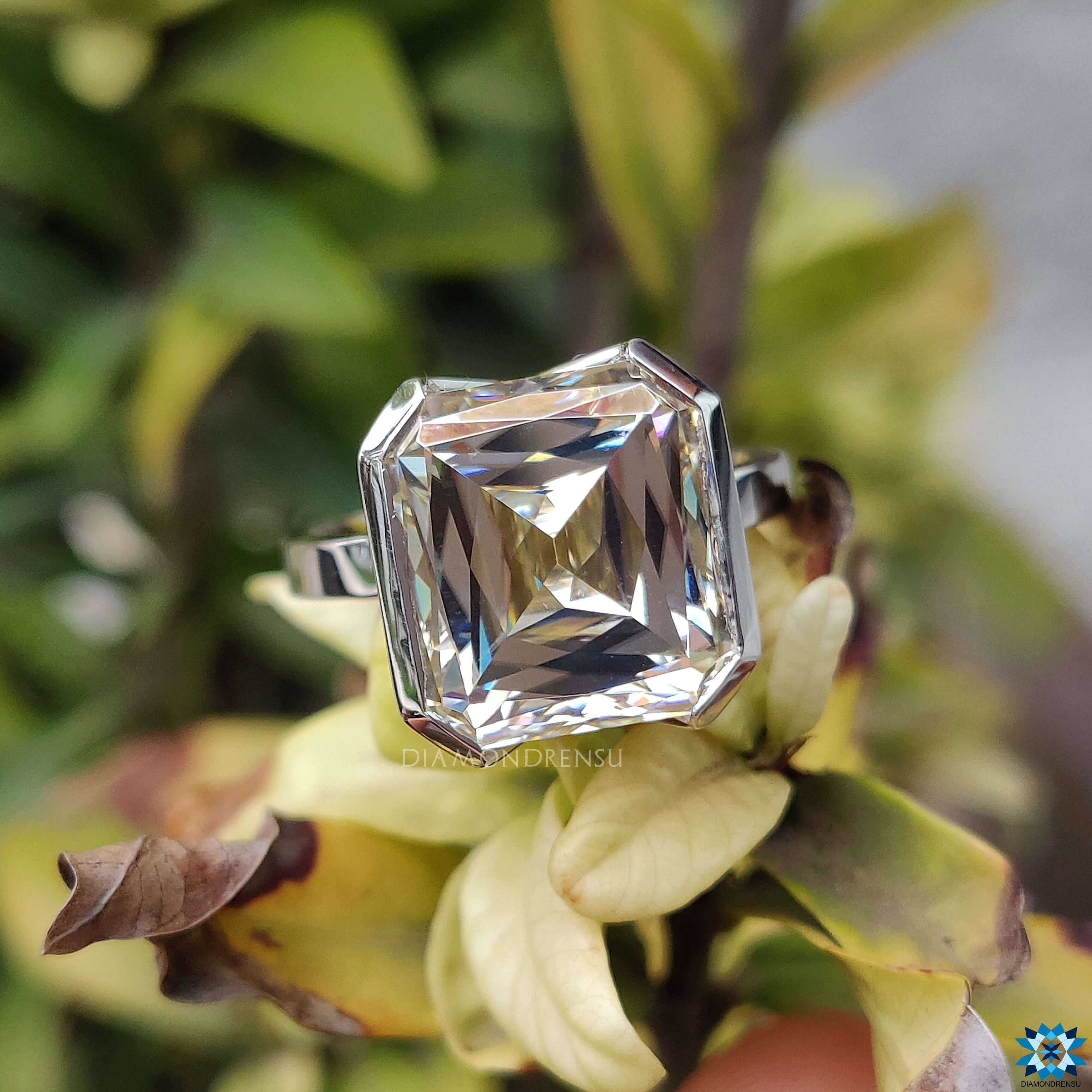 half bezel moissanite ring