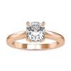 Cushion cut diamond solitaire ring in a 4 prong setting, crafted as a handmade jewellery piece.