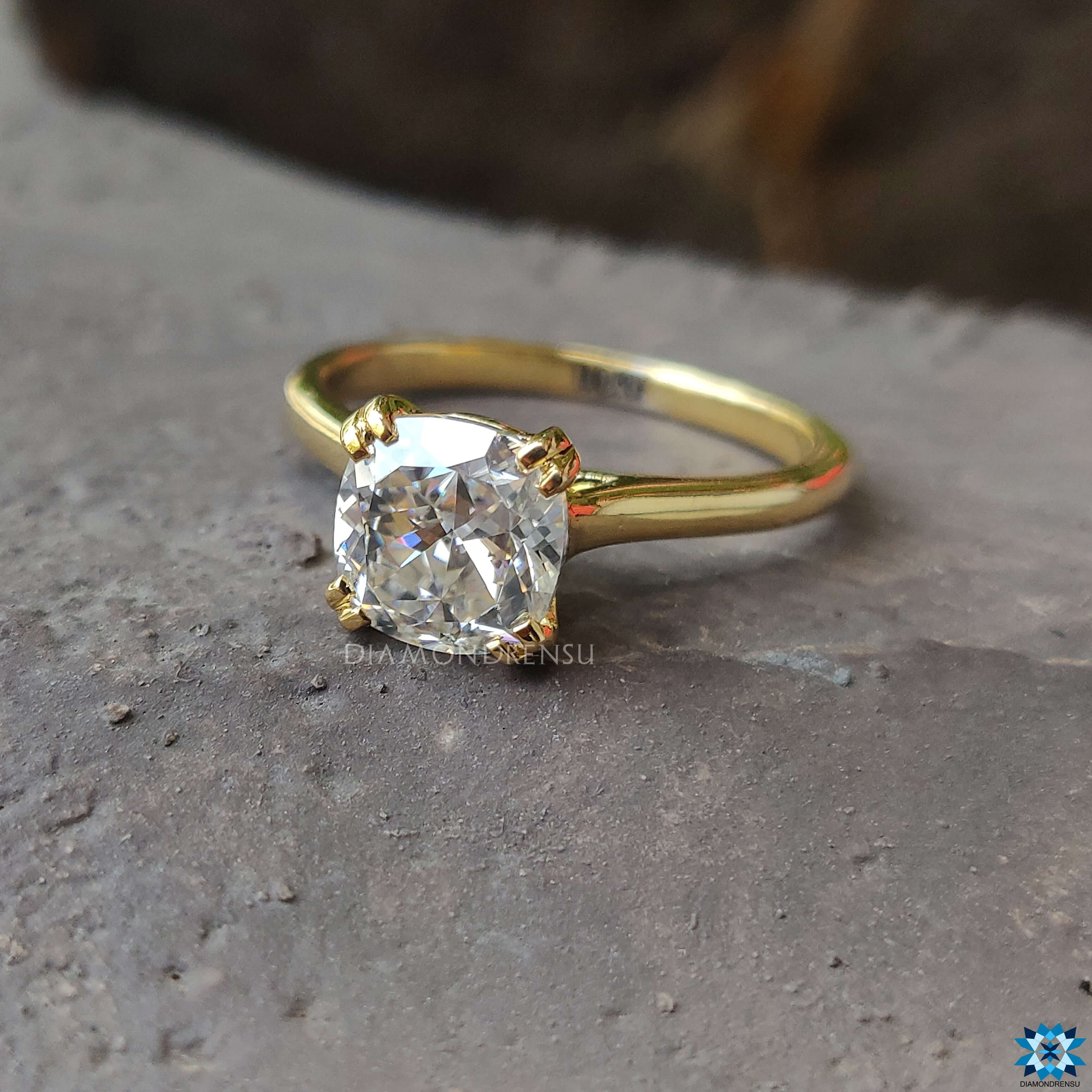 Double claw prong engagement ring custom ring