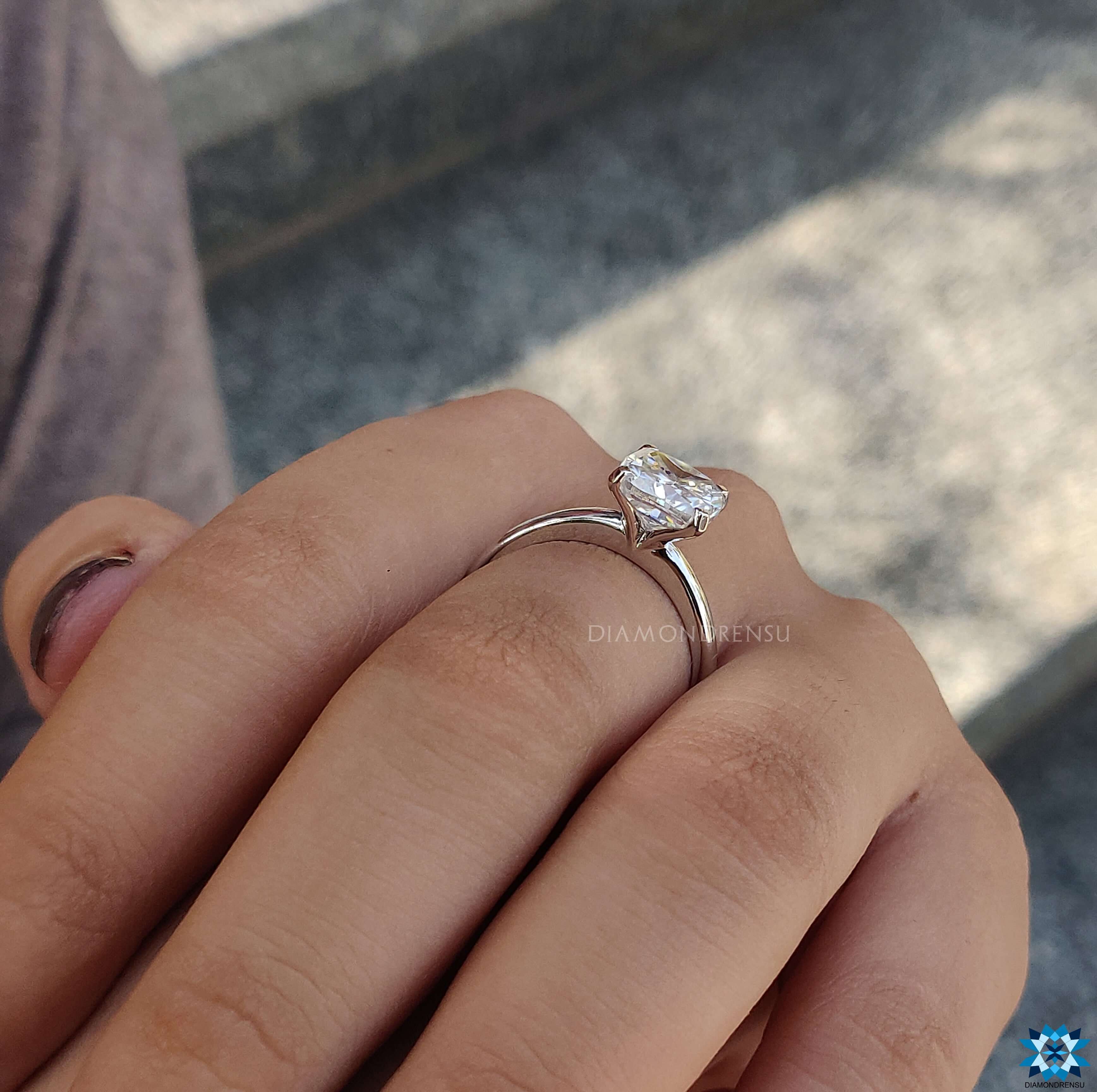 Cushion cut ring, 4 prong ring, diamondrensu UK engagement ring, handmade ring.