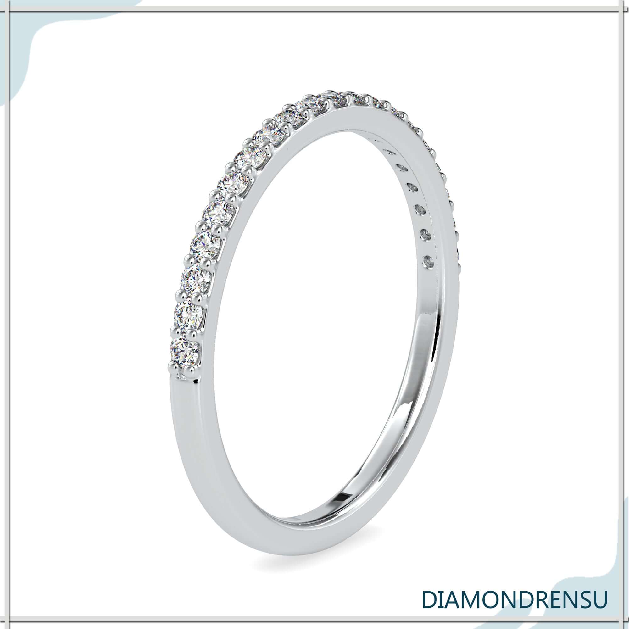 White gold classic band with lab grown round cut diamonds.