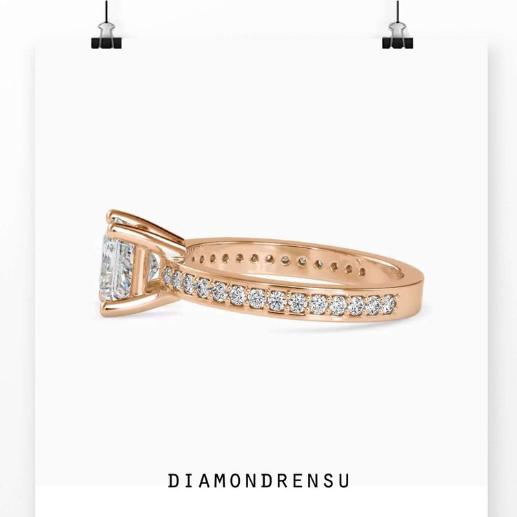 Buy diamond ring in 4 prong princess cut style.