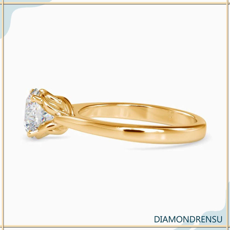 Lab grown diamond engagement ring with handmade touch.