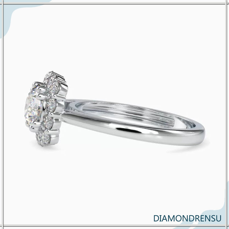Diamondrensu UK handmade engagement ring with round cut diamond