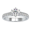 Lab grown diamond engagement ring with 6 round prong setting.