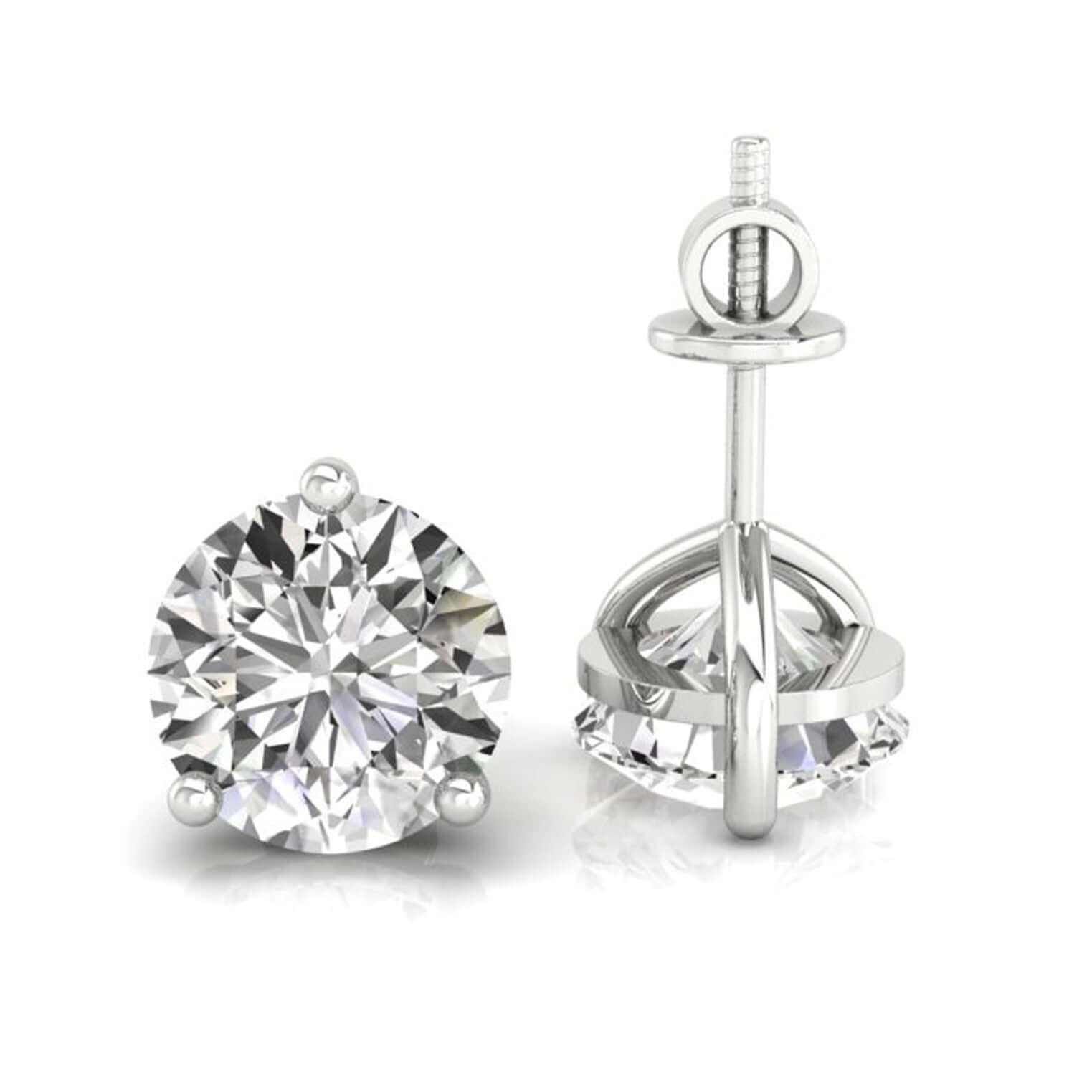 Gold stud earrings for women with round cut diamonds.