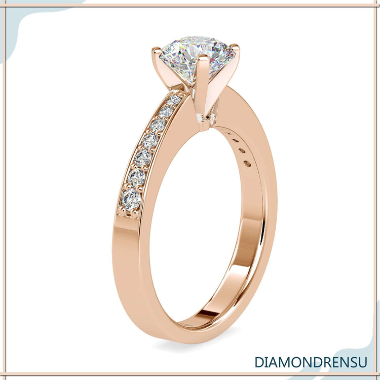 Customise engagement ring in yellow or rose gold for a unique handmade ring.
