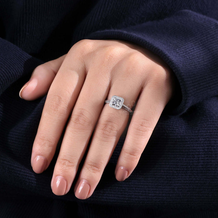 Beautiful halo diamond ring round for timeless love.