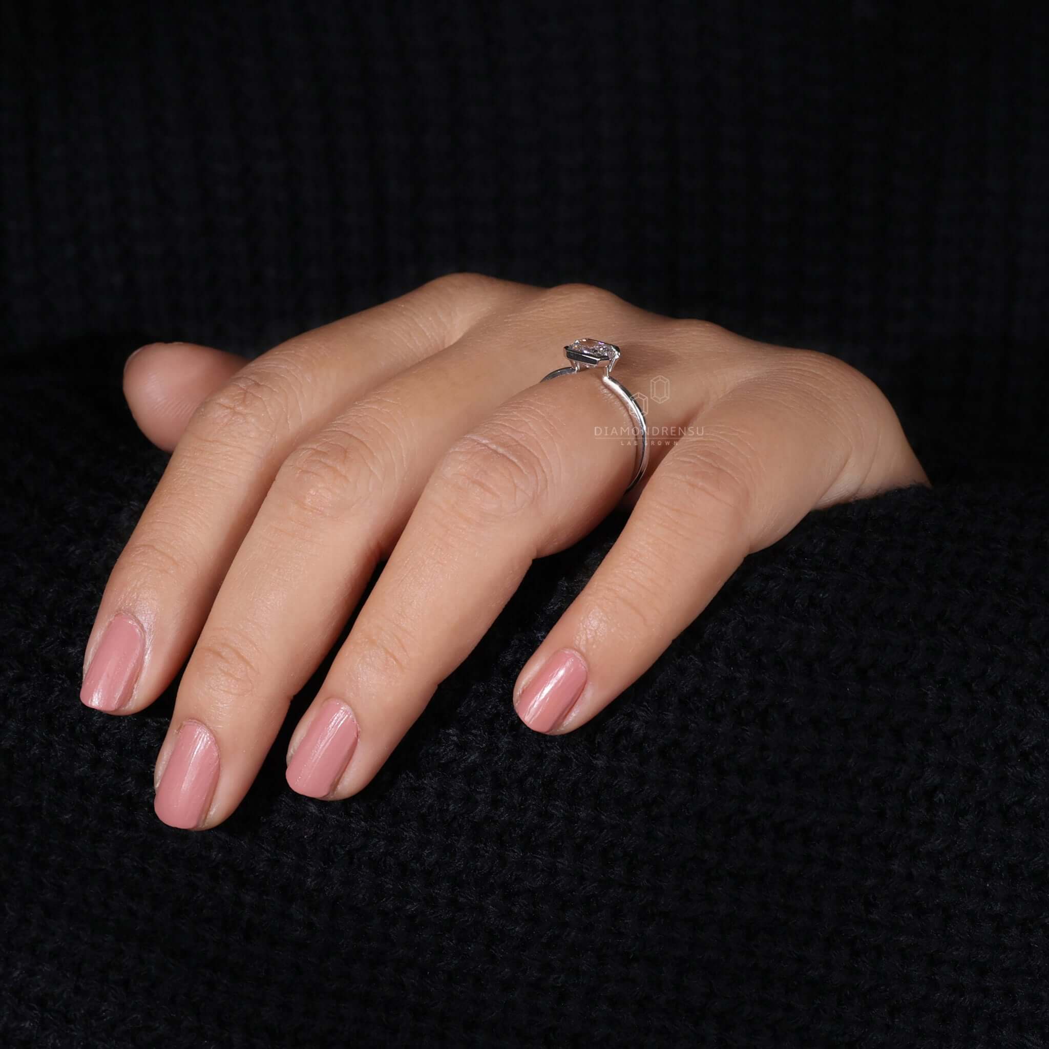 Unique engagement ring featuring a radiant cut diamond with a solitaire diamond ring design for timeless appeal.
