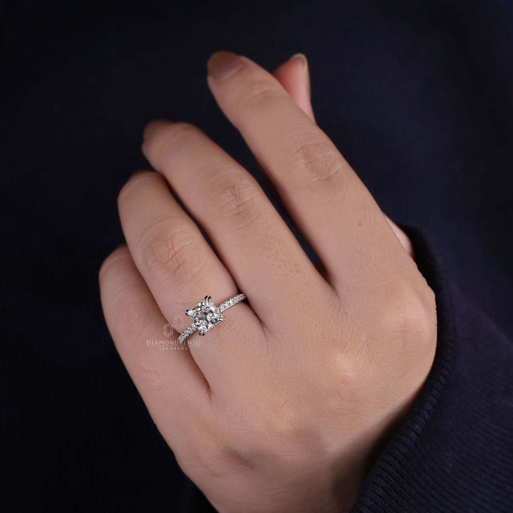 Double claw prong engagement ring for added security and sophistication