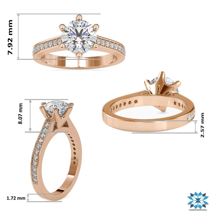 Lab grown diamond ring in white gold with channel band design.