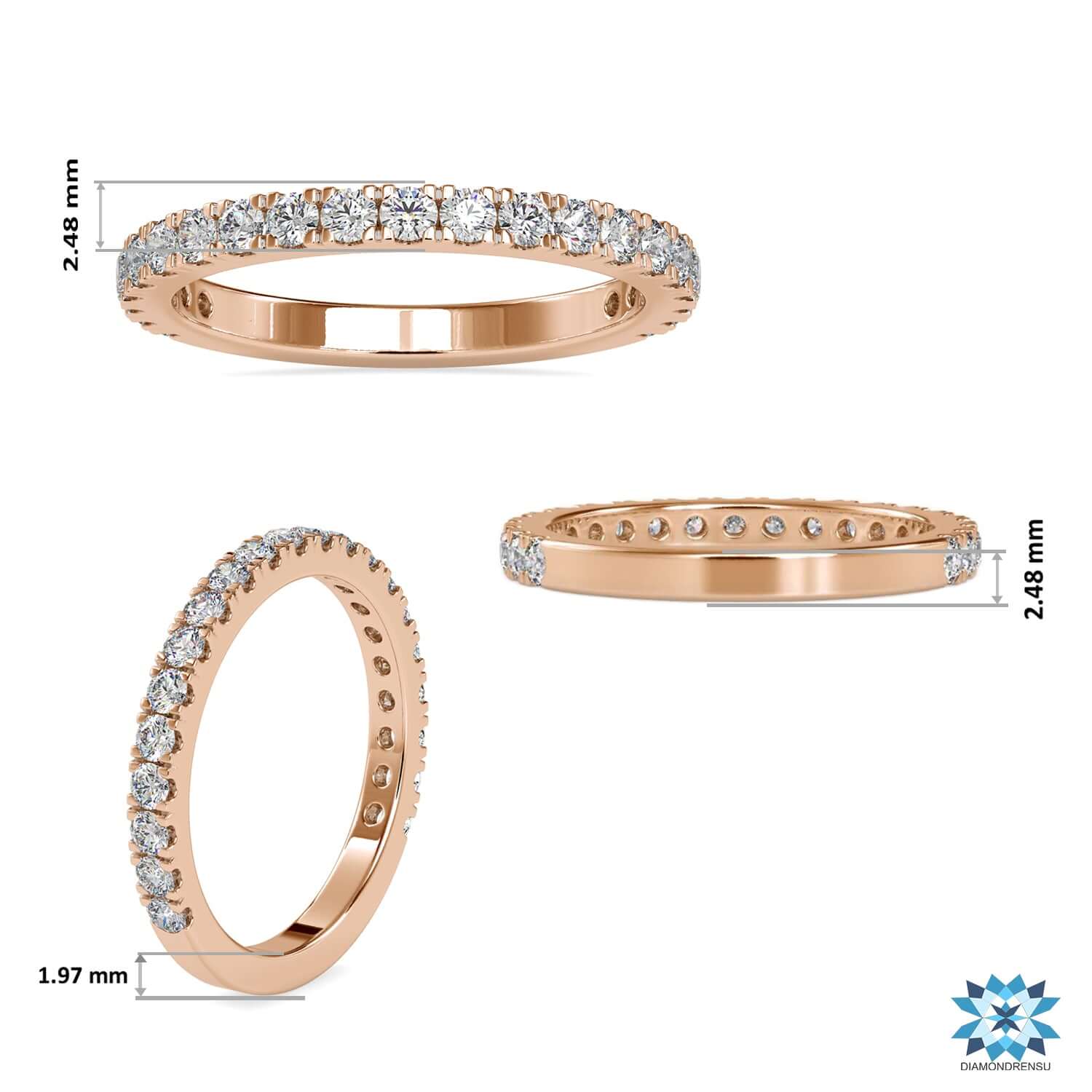 Diamondrensu UK wedding band with lab grown diamonds.
