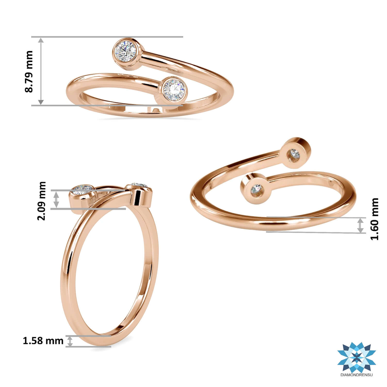 Buy wedding band with open gap and bezel setting.