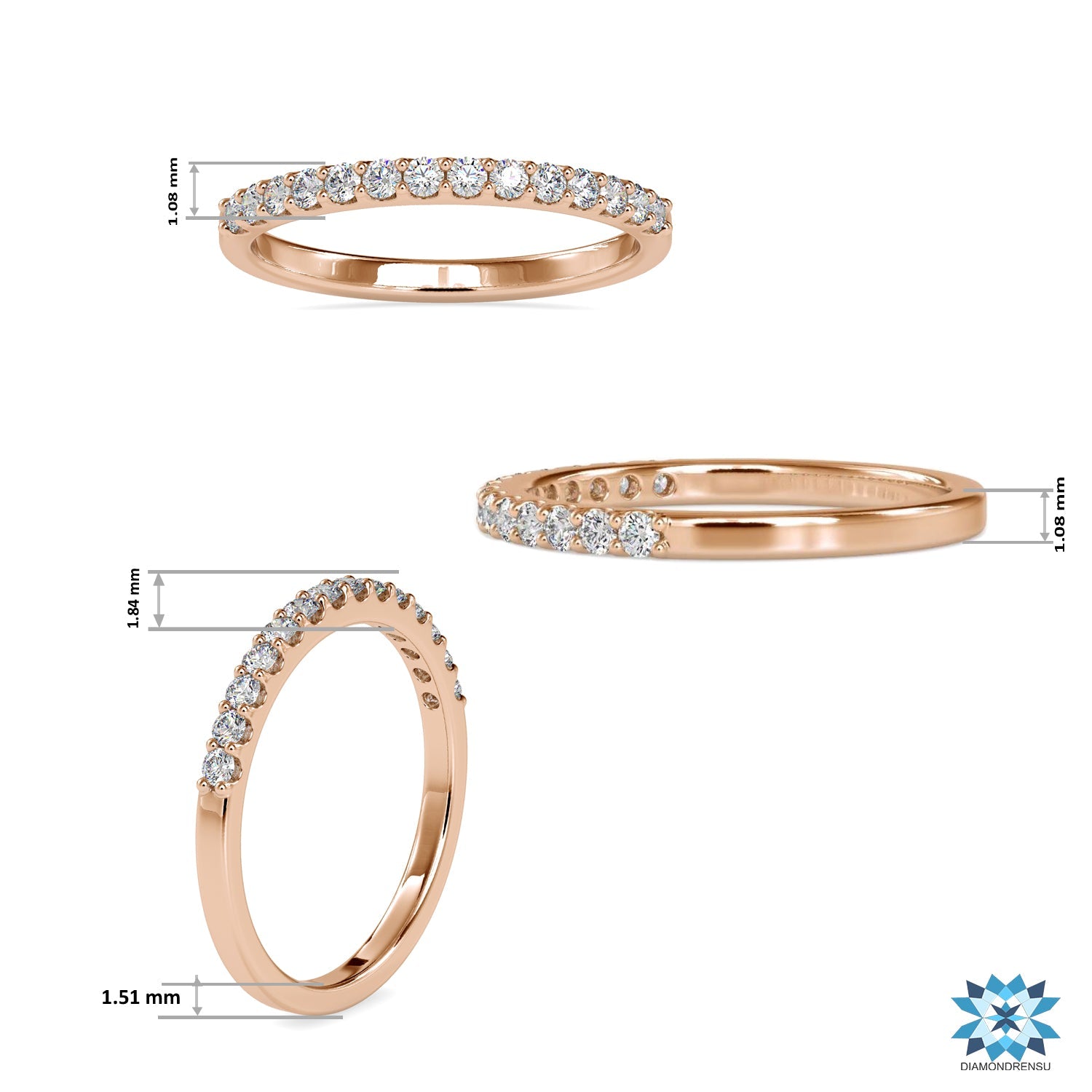 Buy handmade wedding band in rose gold.