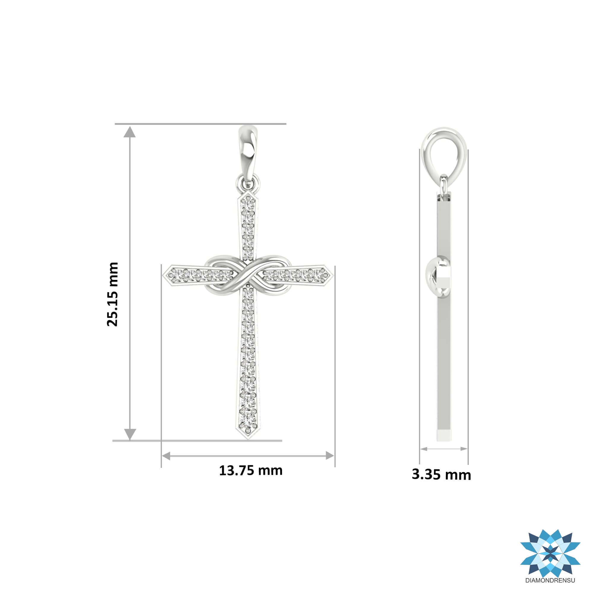 Diamond infinity pendant in yellow gold with elegant finish.