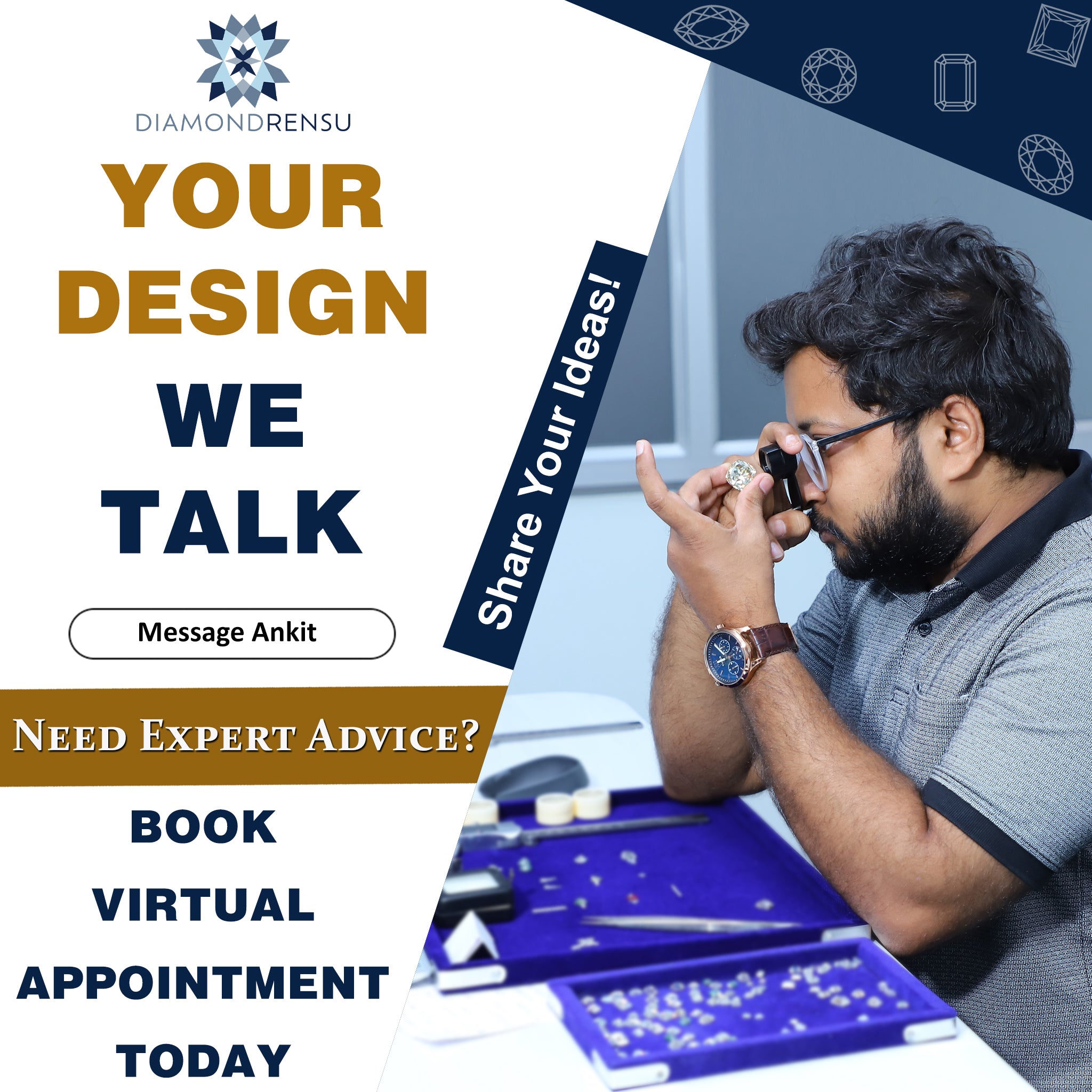 Diamondrensu UK Engagement Ring in Yellow Gold with Custom Ring Design