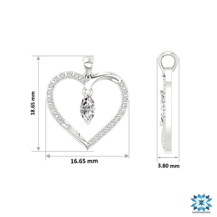 Unique diamond pendant with marquise cut centrepiece.