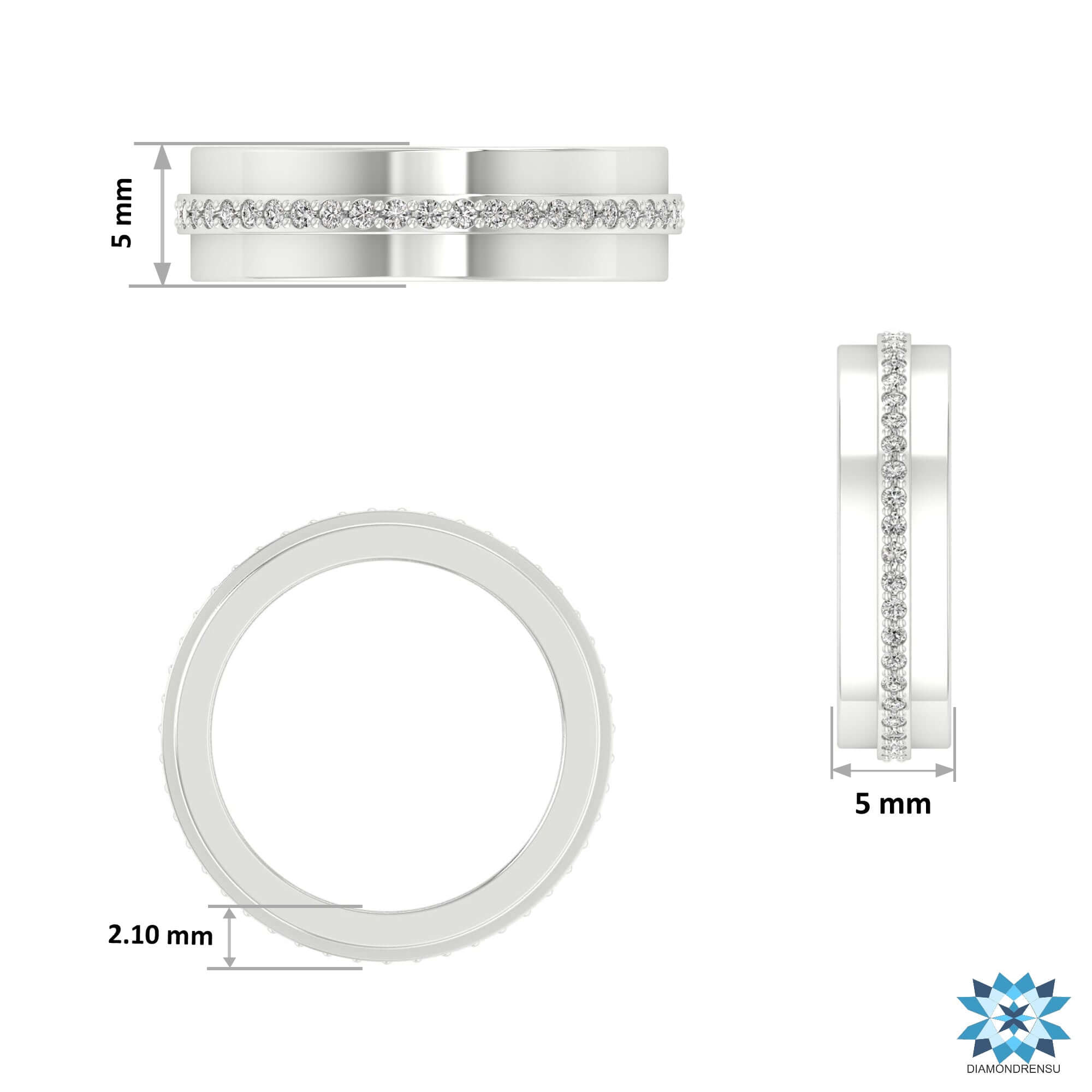 Buy wedding band for men with lab grown round diamonds.