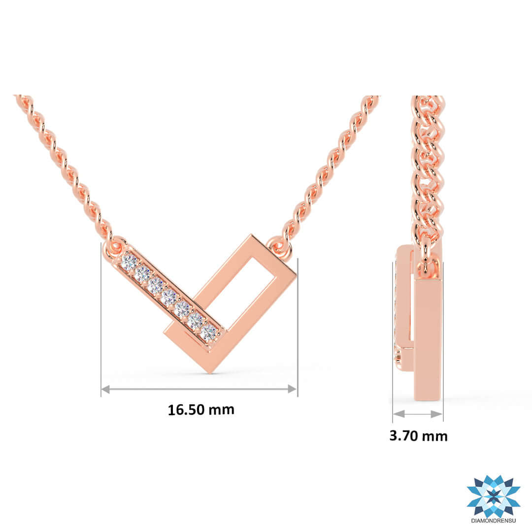 Round diamond pendant in open V frame, handmade by Diamondrensu UK.