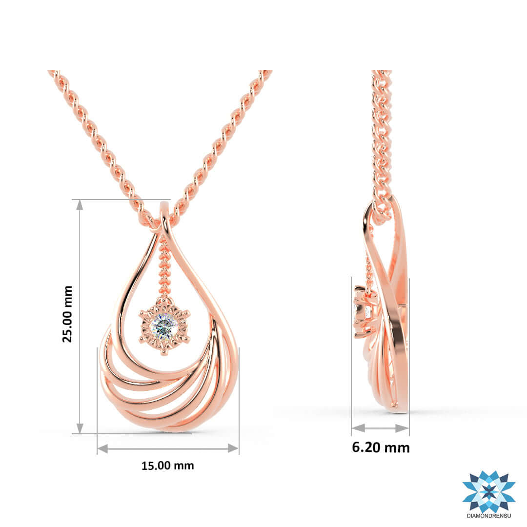 Handmade teardrop diamond pendant in rose gold from Diamondrensu UK.