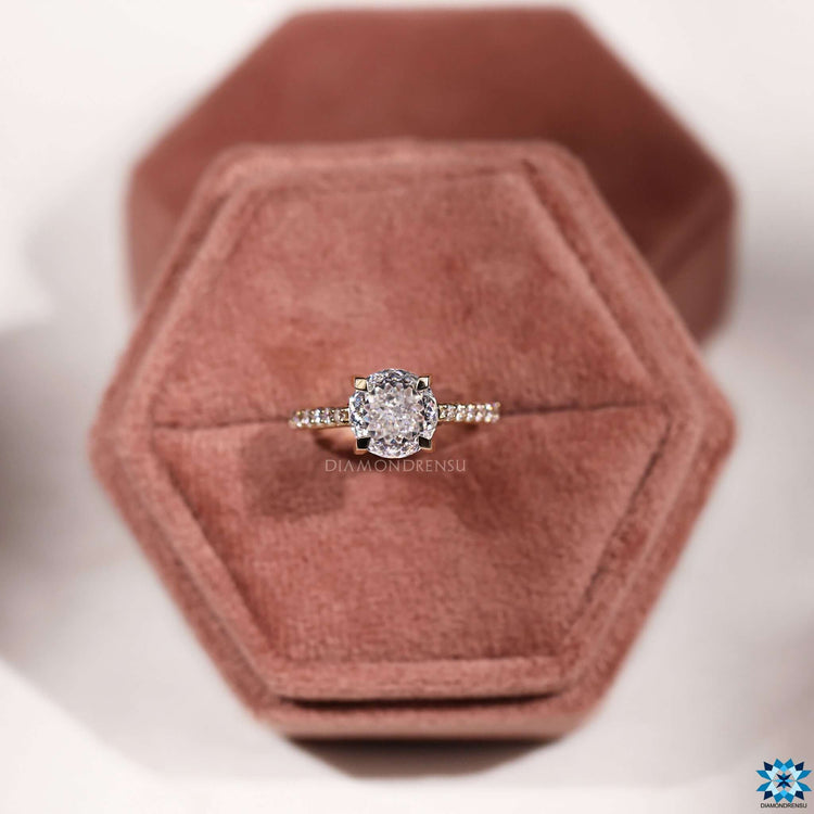 Custom Portuguese cut ring in 4 claw prong design.