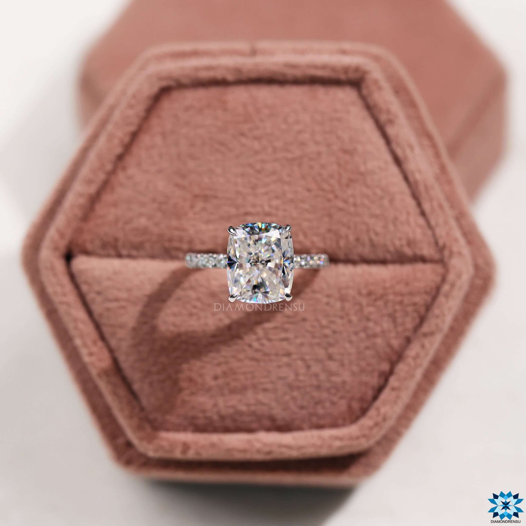 Classic Hidden Halo Ring with a sparkling moissanite centre and subtle halo setting.