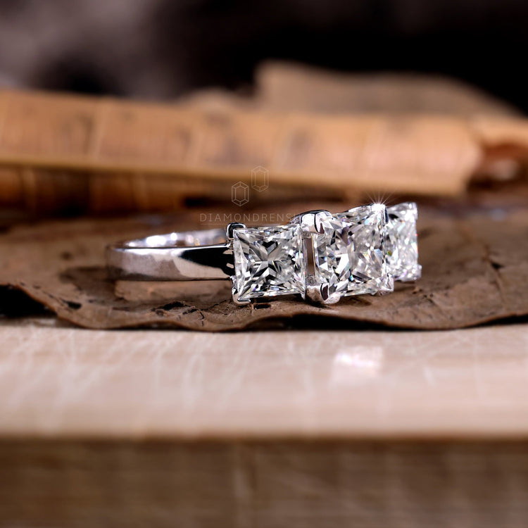 Engagement ring princess cut crafted with precision and care.