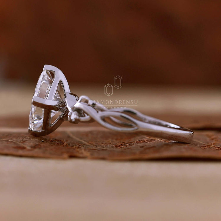 Twisted engagement ring with modern design and timeless appeal.