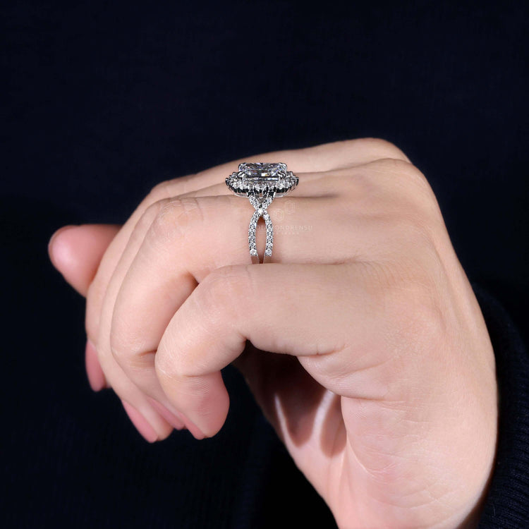 Round halo diamond ring handmade for unforgettable moments.