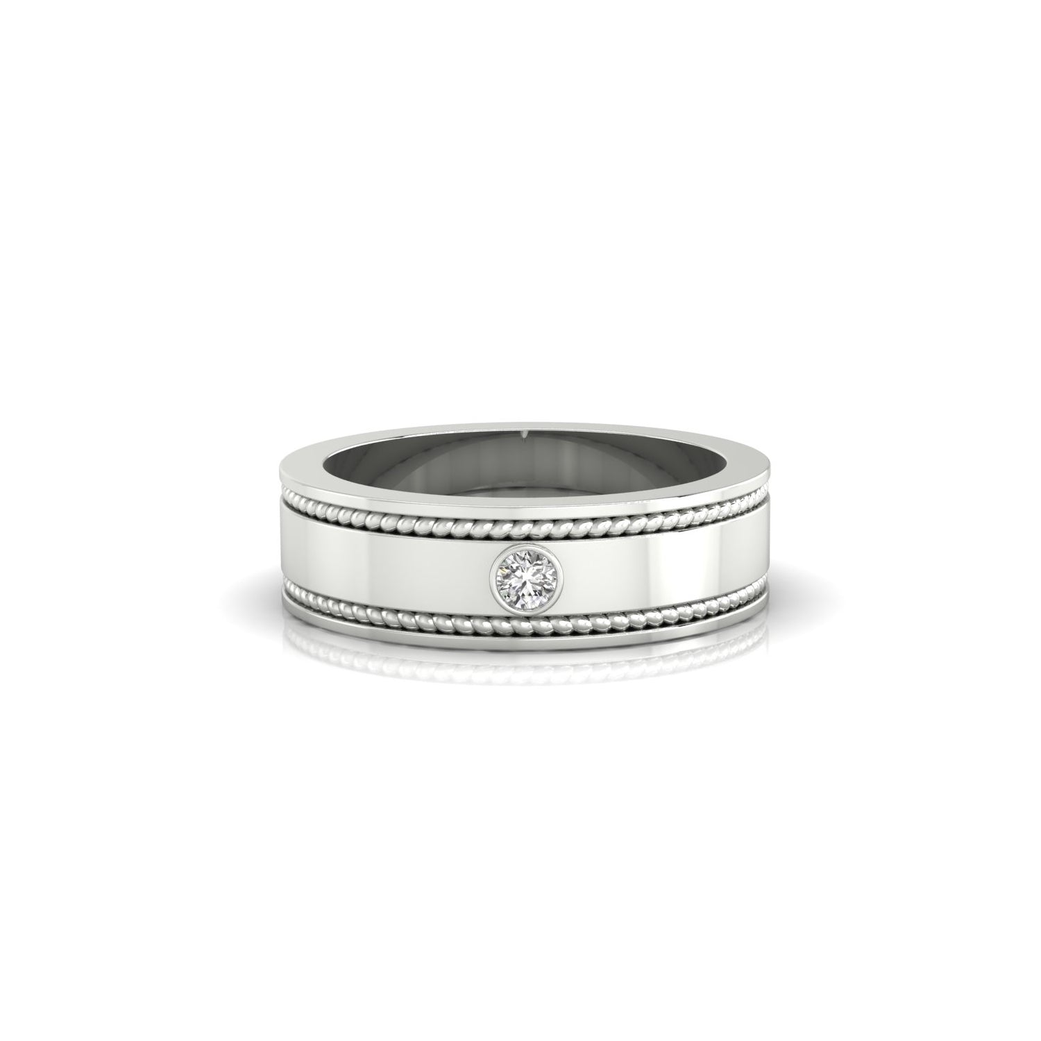 Single diamond wedding band UK in yellow gold.