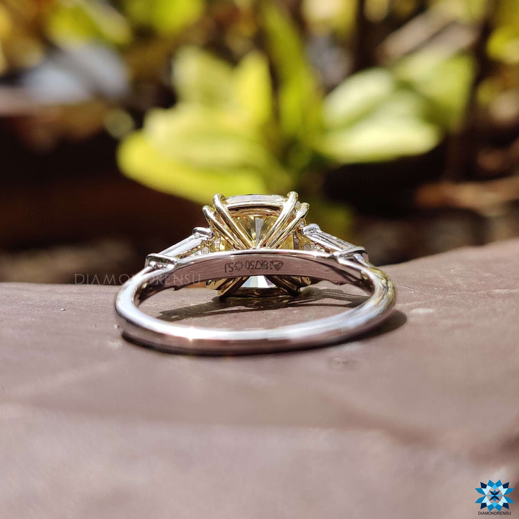 Handmade moissanite ring with prong setting.