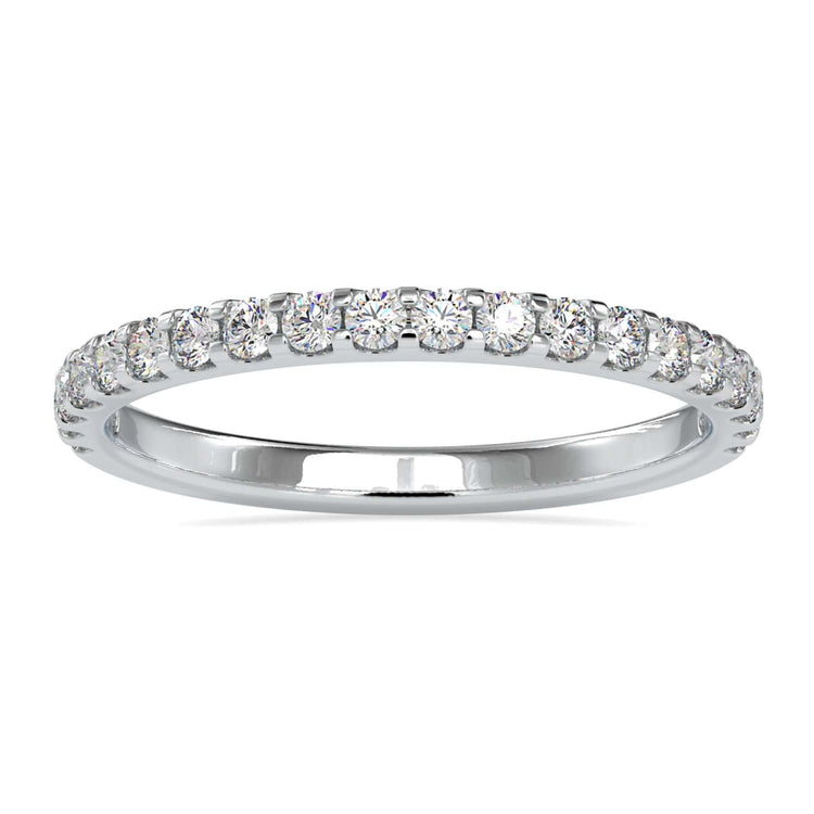 Half eternity wedding band with round cut lab grown diamonds.