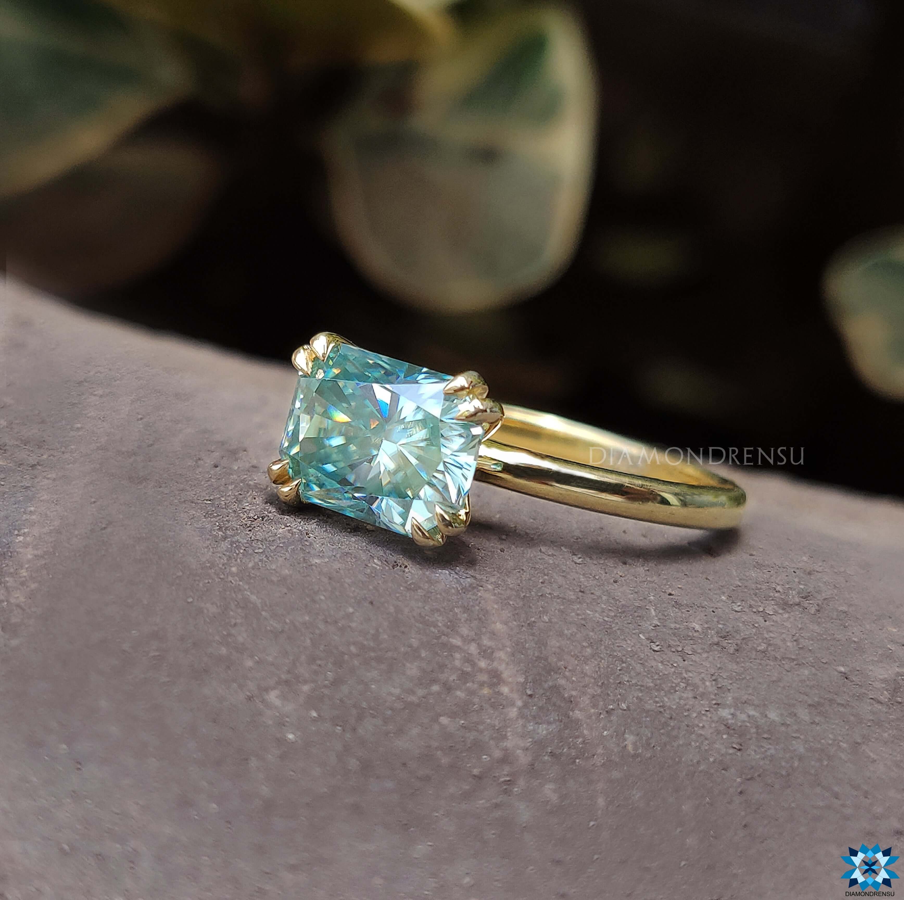 Radiant cut moissanite engagement ring, handmade jewelry, Custom engagement ring
