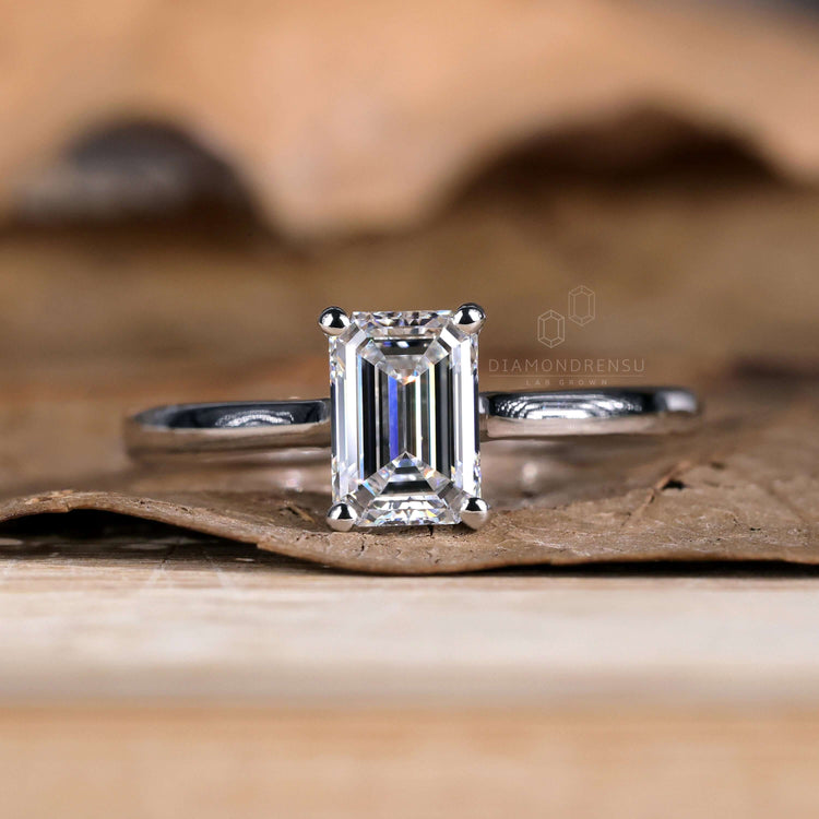 Beautiful emerald cut solitaire ring with unmatched clarity.