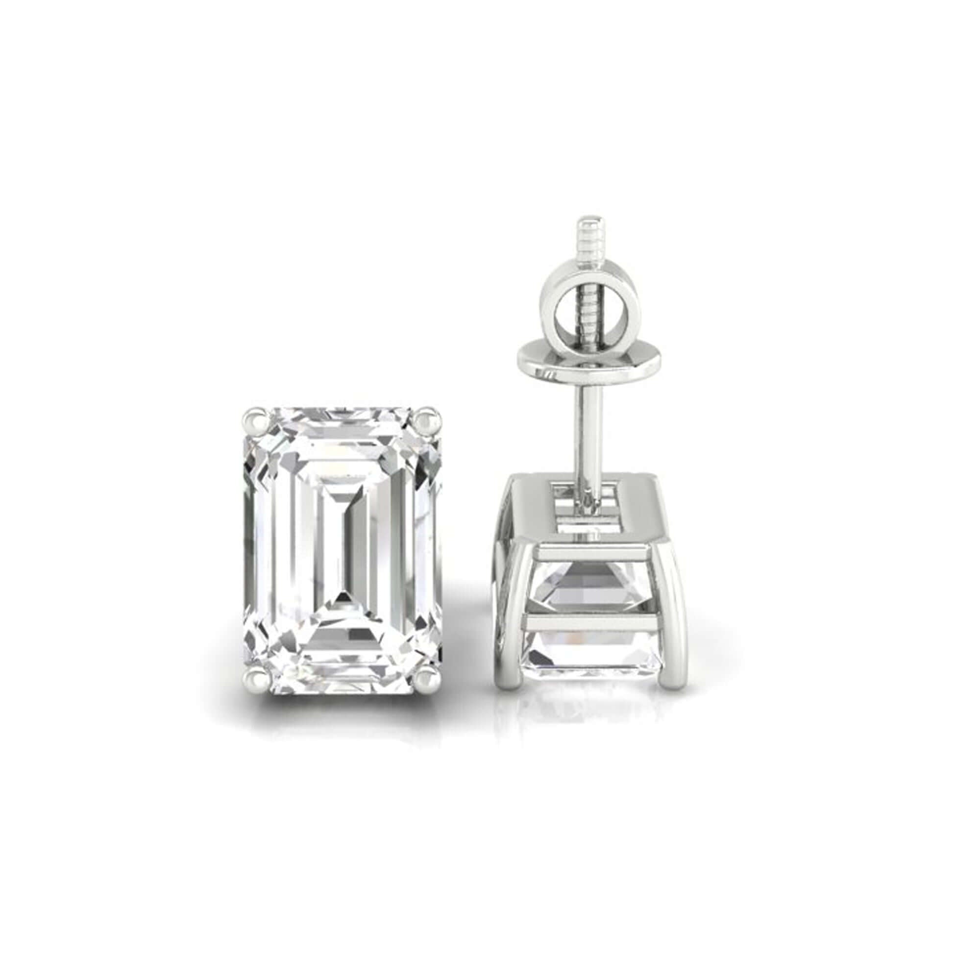 White gold earrings with classic prong setting.