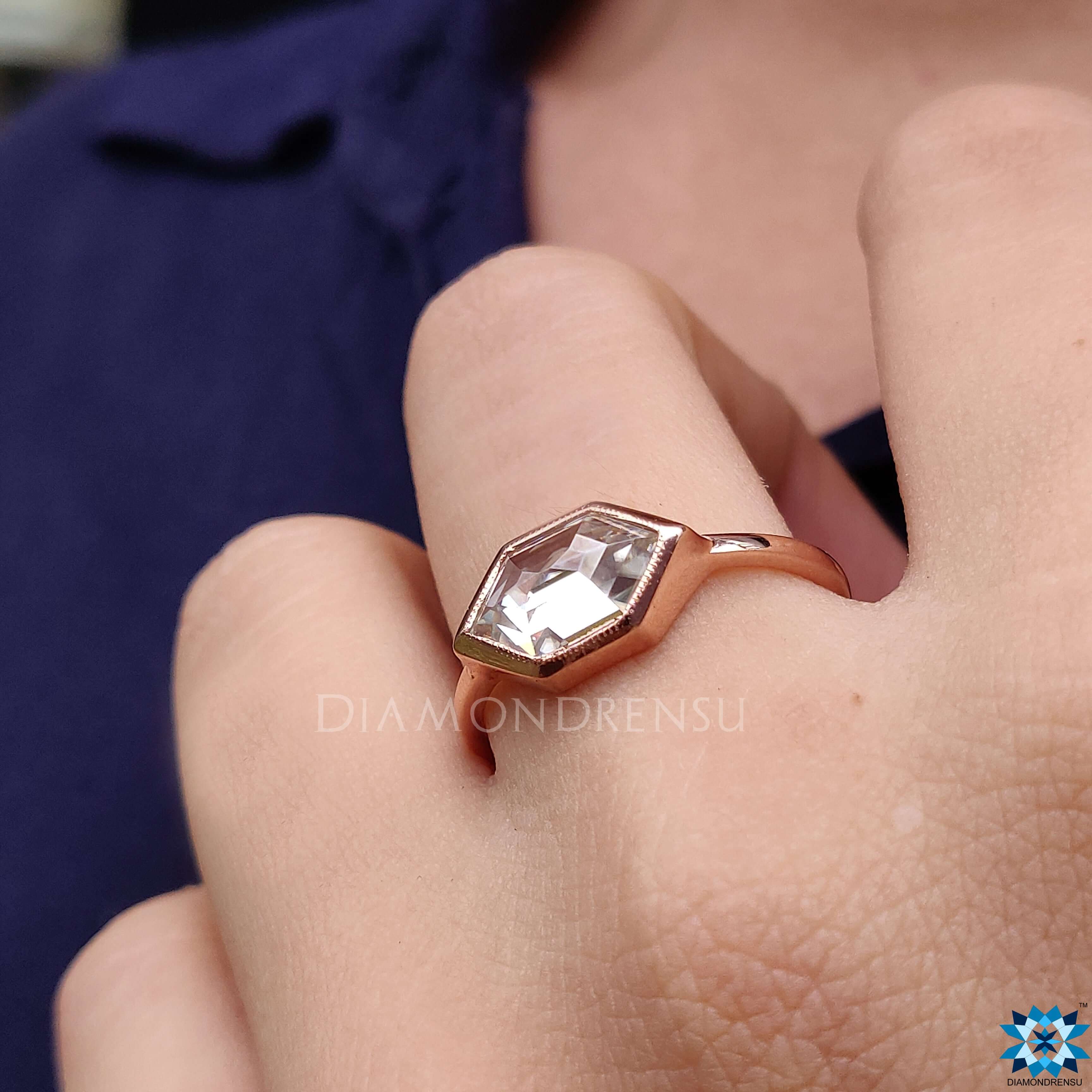 Rose cut engagement ring moissanite engagement ring handmade jewelry