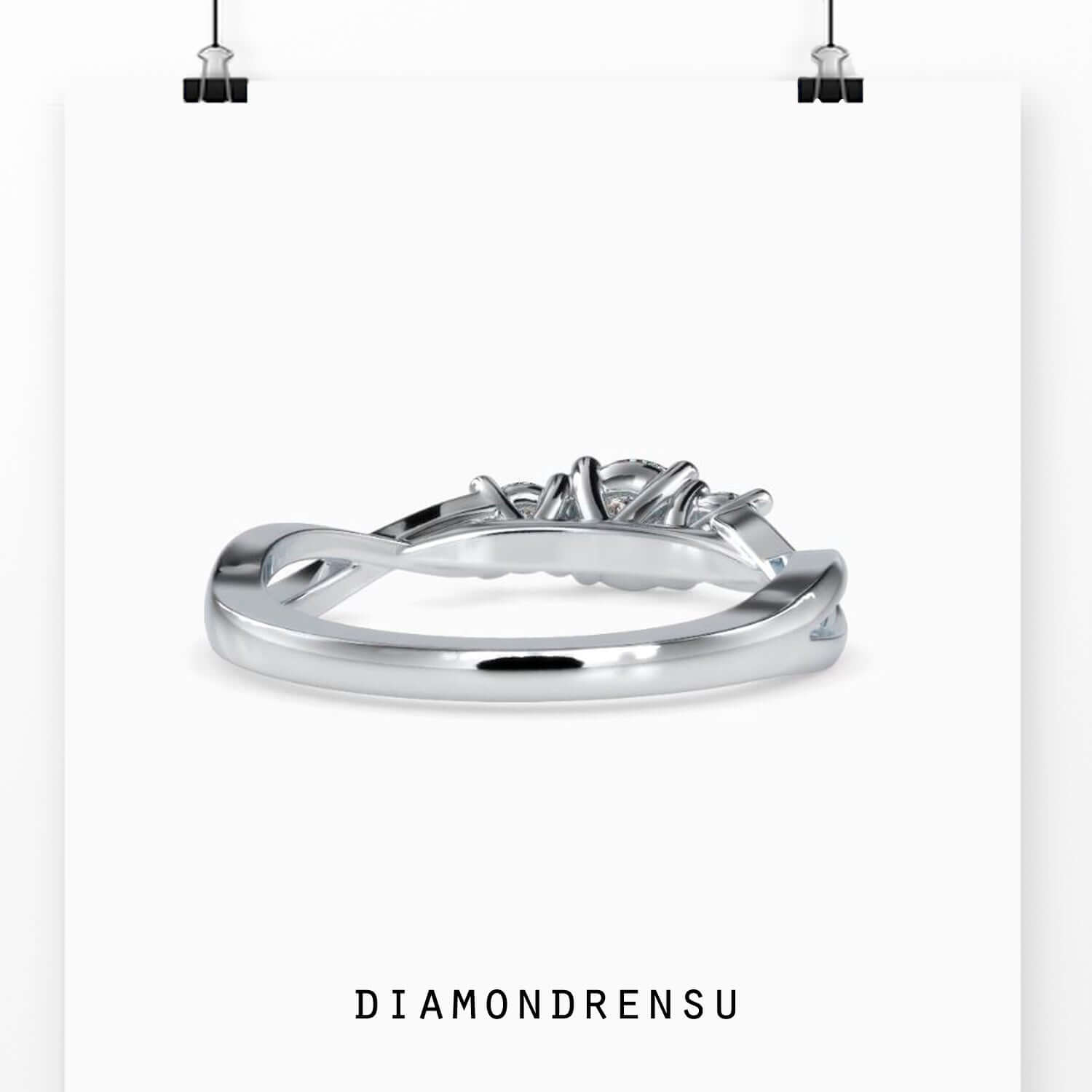 IGI certified lab grown diamond ring in twisted white gold design.