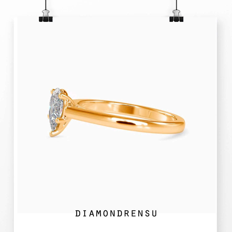 Yellow gold pear diamond solitaire ring for UK buyers.